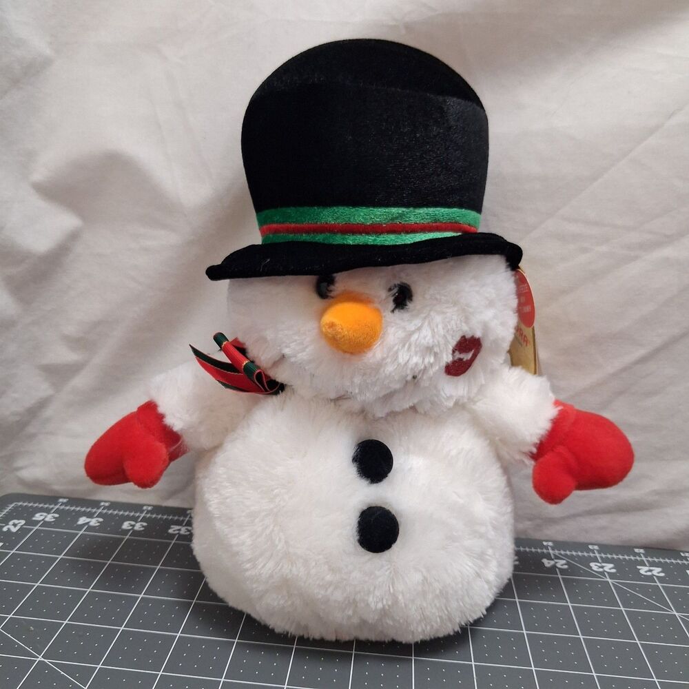 Aurora Pucker Up Snowman Lip Print Bow Light Up Cheek Kissey Sounds w/Tag